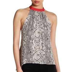 Free People Through The Night Snakeskin Open Back Halter Top